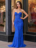 Evie |Mermaid Sweetheart Neck Lace Long Prom Dress With Appliques by KissProm