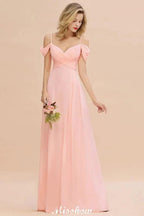 Off Shoulde straps Aline Bridesmaid Dress Chiffon Maid of Honor Dress by misshow.com