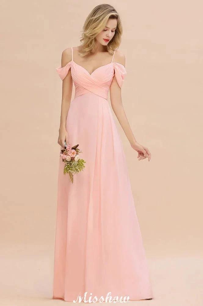 Off Shoulde straps Aline Bridesmaid Dress Chiffon Maid of Honor Dress by misshow.com