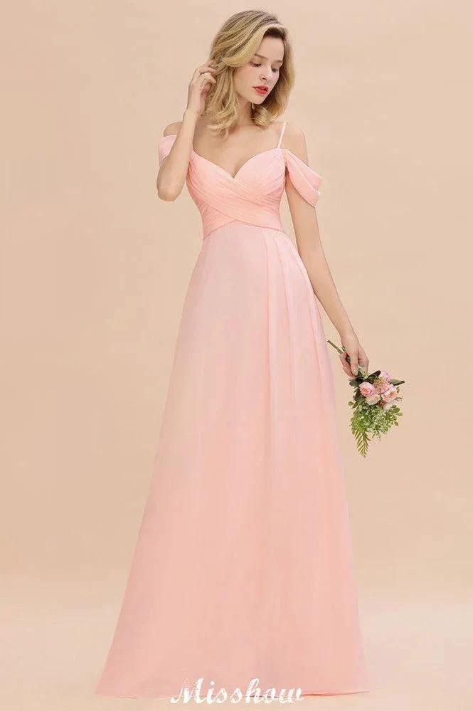 Off Shoulde straps Aline Bridesmaid Dress Chiffon Maid of Honor Dress by misshow.com