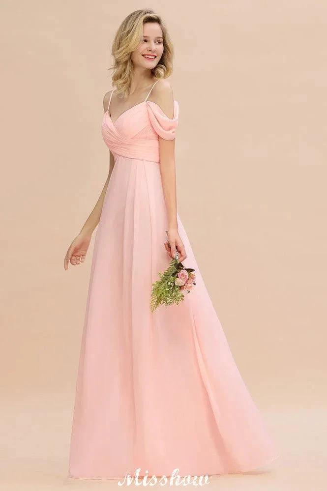 Off Shoulde straps Aline Bridesmaid Dress Chiffon Maid of Honor Dress by misshow.com