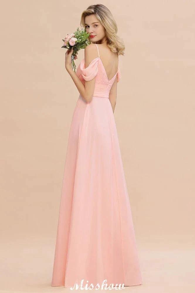 Off Shoulde straps Aline Bridesmaid Dress Chiffon Maid of Honor Dress by misshow.com