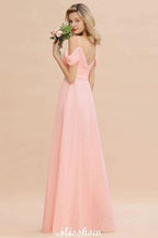 Off Shoulde straps Aline Bridesmaid Dress Chiffon Maid of Honor Dress by misshow.com
