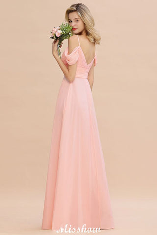 Off Shoulde straps Aline Bridesmaid Dress Chiffon Maid of Honor Dress