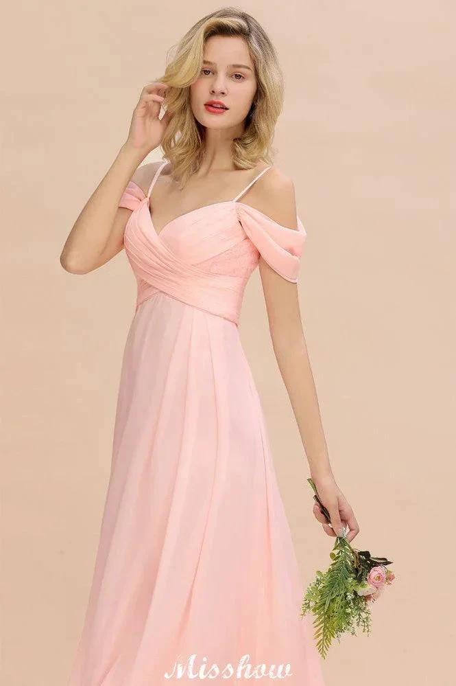 Off Shoulde straps Aline Bridesmaid Dress Chiffon Maid of Honor Dress by misshow.com