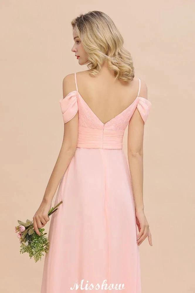 Off Shoulde straps Aline Bridesmaid Dress Chiffon Maid of Honor Dress by misshow.com