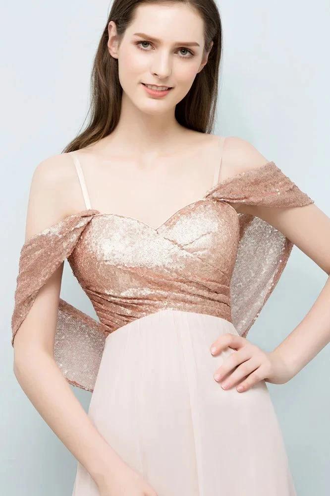 Off-shoulder A-line Sweetheart Spaghetti Long Sequins Chiffon Prom Dresses by misshow.com