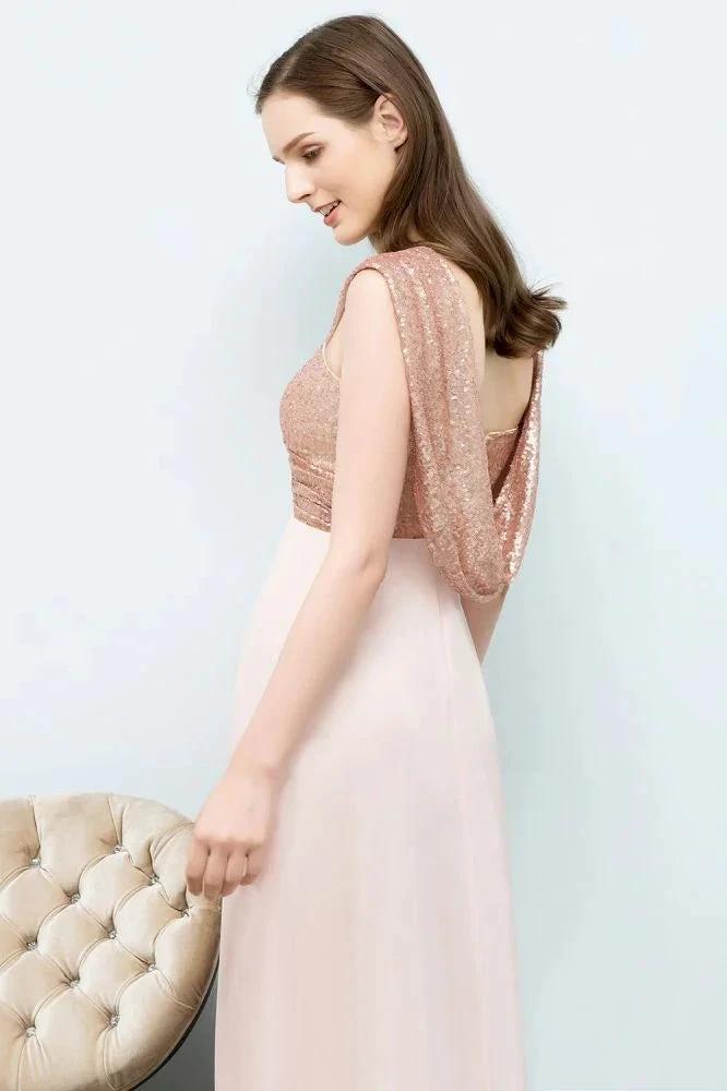 Off-shoulder A-line Sweetheart Spaghetti Long Sequins Chiffon Prom Dresses by misshow.com