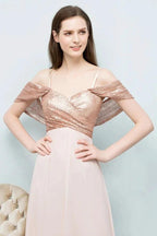 Off-shoulder A-line Sweetheart Spaghetti Long Sequins Chiffon Prom Dresses by misshow.com