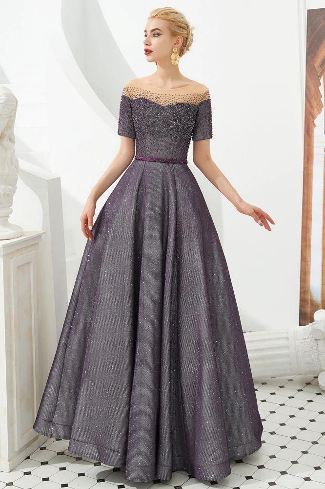 Off the Shoulder Aline Evening Swing Dress Beading sequins Lace-up Party Dress by misshow.com