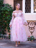 Sweetheart Neck Off the Shoulder Embroidered Tulle Prom Dress by Anne of Brittany