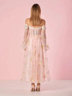 Sweetheart Neck Off the Shoulder Embroidered Tulle Prom Dress by Anne of Brittany
