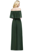 Off-the-Shoulder Floor Length Chiffon Evening Dress Sleeveless Prom Dress by misshow.com