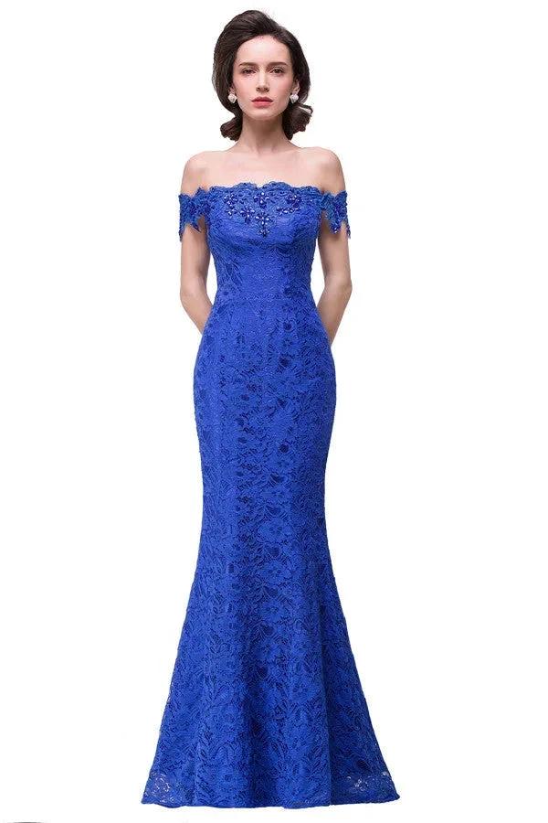 Off-the-shoulder Floor-length Lace Mermaid Bridesmaid Dresses by misshow.com