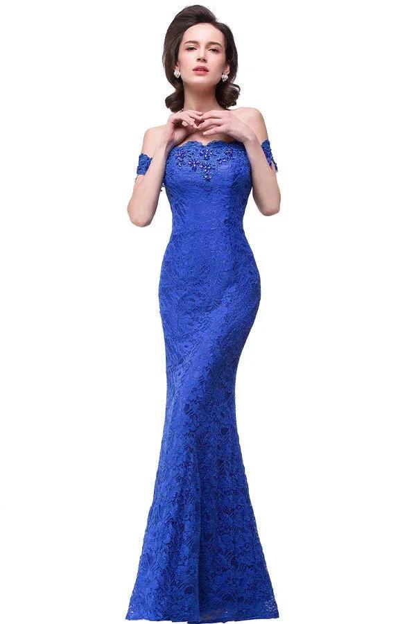 Off-the-shoulder Floor-length Lace Mermaid Bridesmaid Dresses by misshow.com