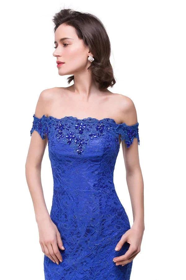 Off-the-shoulder Floor-length Lace Mermaid Bridesmaid Dresses by misshow.com