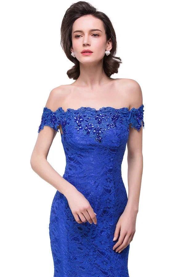 Off-the-shoulder Floor-length Lace Mermaid Bridesmaid Dresses by misshow.com