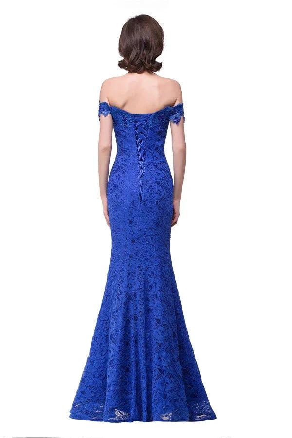 Off-the-shoulder Floor-length Lace Mermaid Bridesmaid Dresses by misshow.com