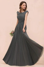 Off the Shoulder Front Side Split Bridesmaid Dress A-line Wedding Guest Dress by misshow.com