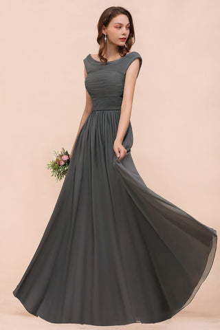 Vestido de dama de honor con hombros descubiertos y abertura lateral delantera, corte A, para invitada de boda