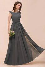 Off the Shoulder Front Side Split Bridesmaid Dress A-line Wedding Guest Dress by misshow.com