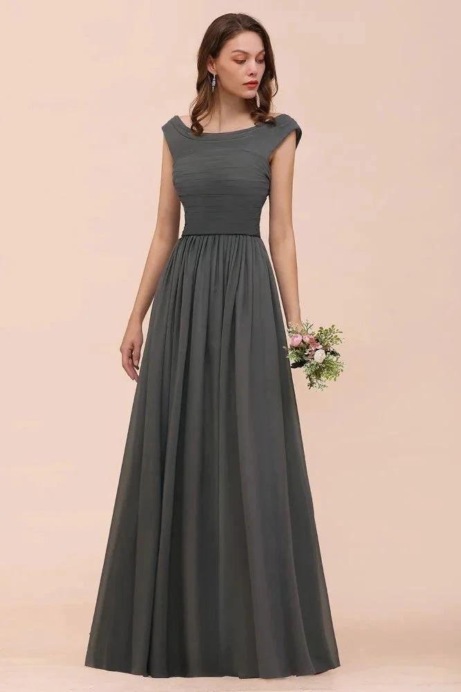 Off the Shoulder Front Side Split Bridesmaid Dress A-line Wedding Guest Dress by misshow.com