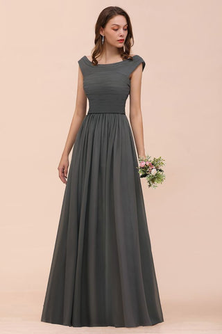 Vestido de dama de honor con hombros descubiertos y abertura lateral delantera, corte A, para invitada de boda