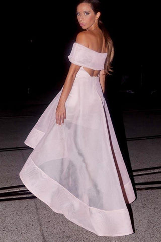 Off-the-Shoulder High Low Sleeveles Organza Homecoming Dress PD072