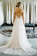 Off the Shoulder Long Sleeves Train Long Wedding Dress Bridal Gown WD415 by pgmdress