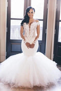 Off-the-Shoulder Mermaid Wedding Dress s New Arrival Long Sleeves Bridal Wears by misshow.com