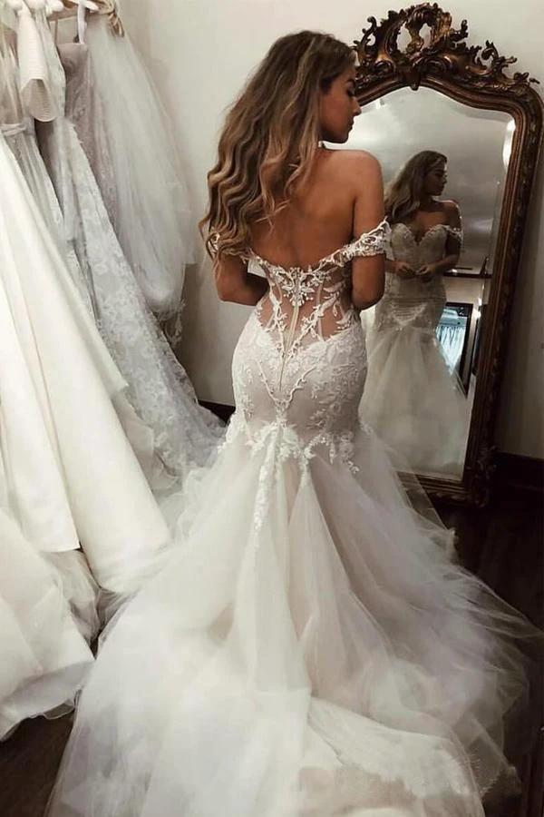 Off The Shoulder Mermaid Wedding Dresses Bridal Gown WD510 by pgmdress