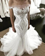 Off-the-Shoulder Strapless Mermaid Lace Wedding Dress by misshow.com