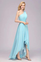 One Shoulder A-line Hi-lo Chiffon Bridesmaid Dresses for Women by misshow.com