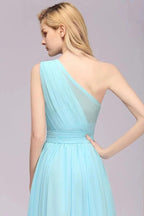 One Shoulder A-line Hi-lo Chiffon Bridesmaid Dresses for Women by misshow.com