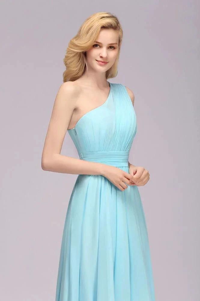 One Shoulder A-line Hi-lo Chiffon Bridesmaid Dresses for Women by misshow.com