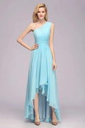 One Shoulder A-line Hi-lo Chiffon Bridesmaid Dresses for Women by misshow.com