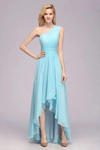 One Shoulder A-line Hi-lo Chiffon Bridesmaid Dresses for Women by misshow.com