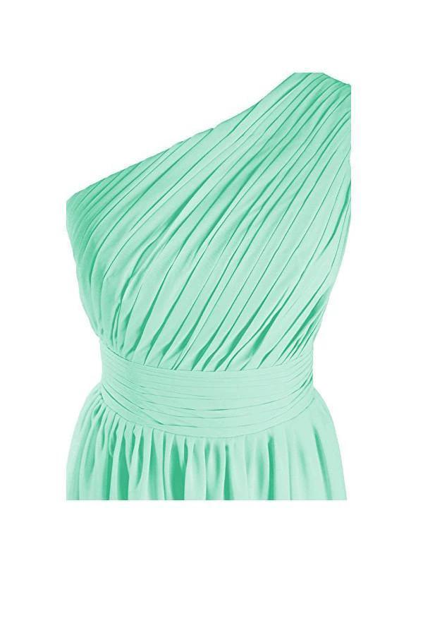One Shoulder Bridesmaid Dresses Chiffon Prom Evening Dress BD008 by pgmdress