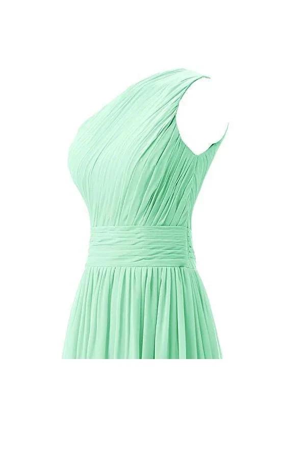 One Shoulder Bridesmaid Dresses Chiffon Prom Evening Dress BD008 by pgmdress