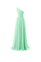 One Shoulder Bridesmaid Dresses Chiffon Prom Evening Dress BD008 by pgmdress