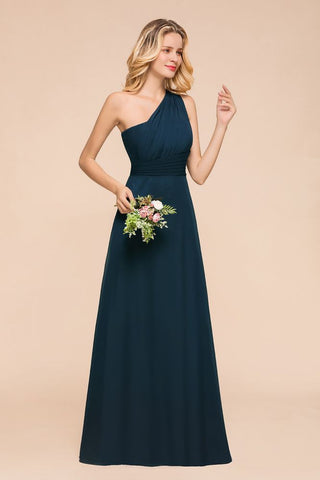 Vestido de dama de honor de un solo hombro hasta el suelo, corte A, de gasa, para fiesta de boda