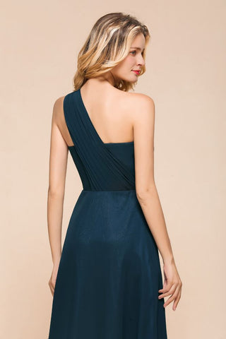 Vestido de dama de honor de un solo hombro hasta el suelo, corte A, de gasa, para fiesta de boda