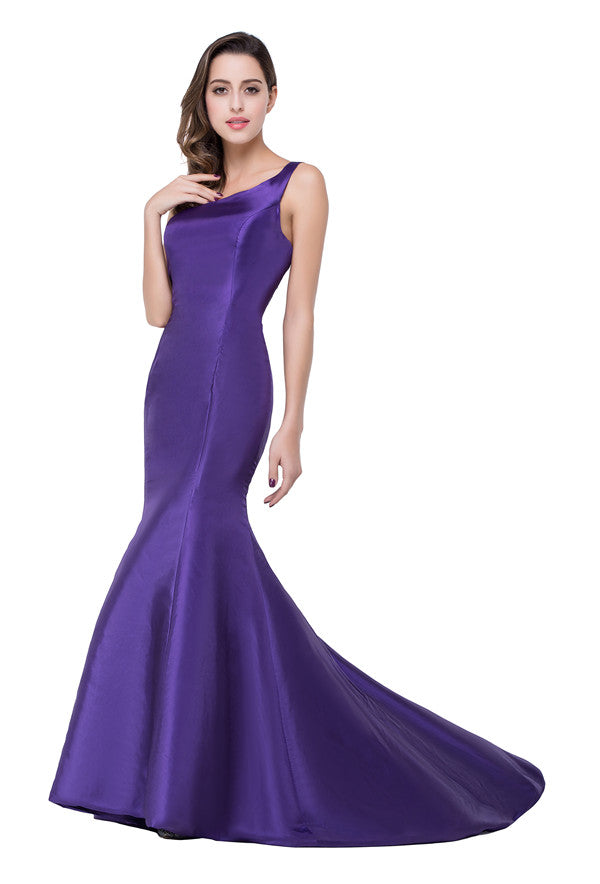 One-shoulder Sweep-length Mermaid Satin Bridesmaid Dresses Main Image