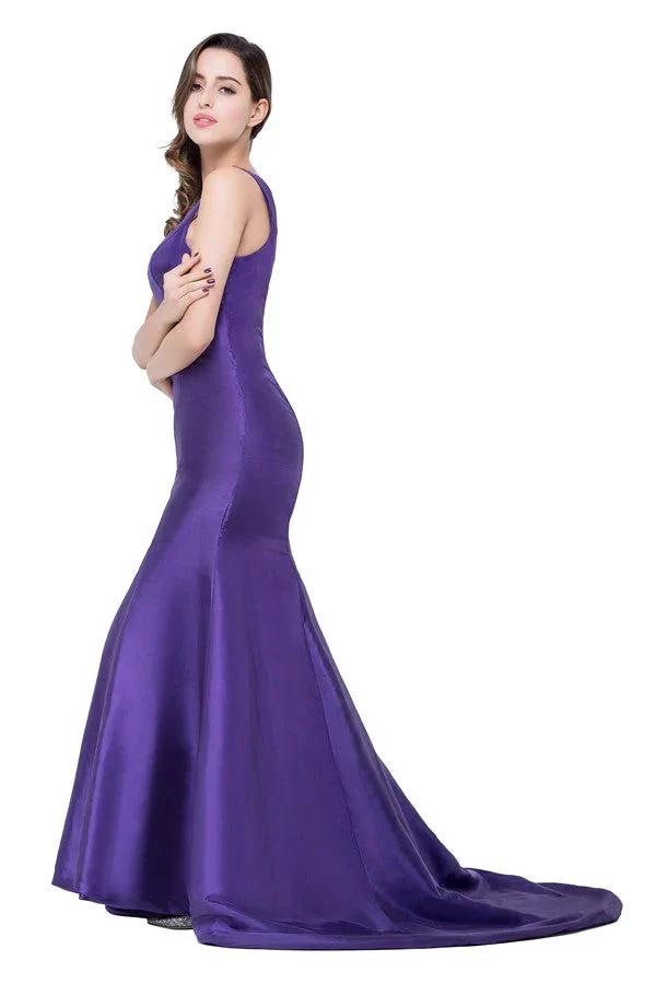 One-shoulder Sweep-length Mermaid Satin Bridesmaid Dresses by misshow.com