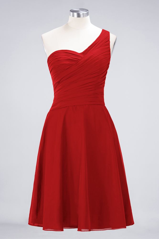 One-Shoulder Sweetheart Knee-Length Bridesmaid Dress Ruffles aline Party Dress