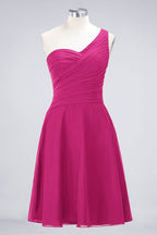 One-Shoulder Sweetheart Knee-Length Bridesmaid Dress Ruffles aline Party Dress