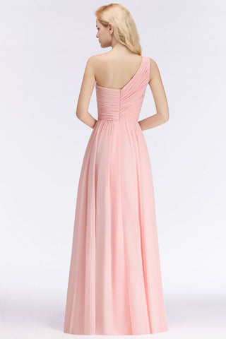 One-Shoulder Sweetheart Rüschen Chiffon Brautjungfernkleid Aline Abendkleid