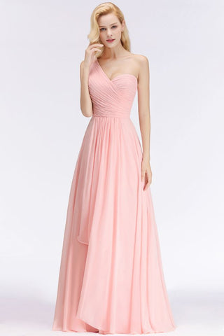 One-Shoulder Sweetheart Rüschen Chiffon Brautjungfernkleid Aline Abendkleid