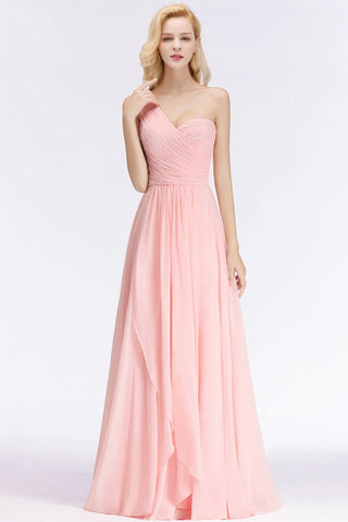 One-Shoulder Sweetheart Rüschen Chiffon Brautjungfernkleid Aline Abendkleid