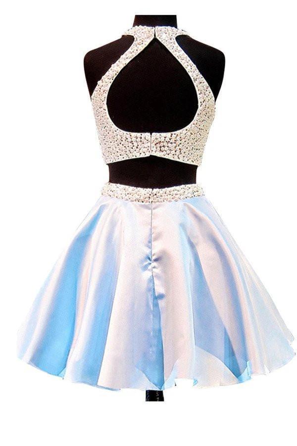 Open Back Jewel Sleeveless Homecoming Dress With Beading PG035 by pgmdress